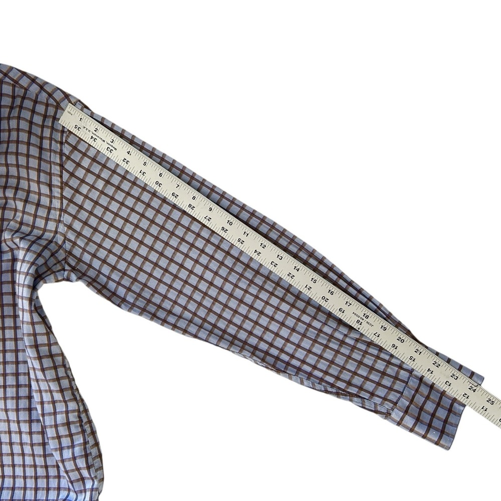 LUCHIANO VISCONTI Plaid Dress Shirt sz M Button Up Flip Cuff Business Casual - Picture 6 of 12